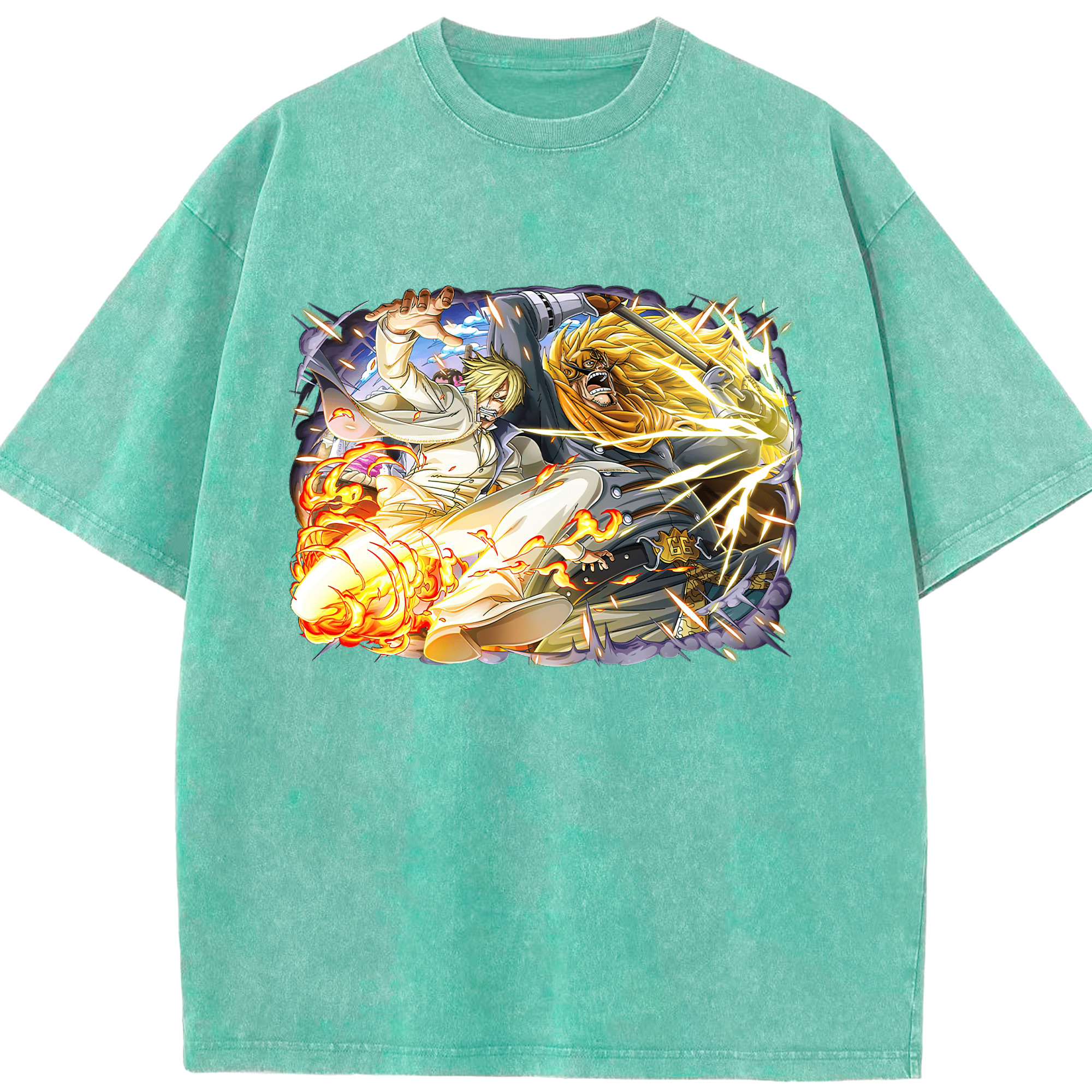 （画像用） ワンピース サンジ ONE PIECE Sanji 綿100% ヴィンテージ風 半袖Tシャツ（フロントプリント）